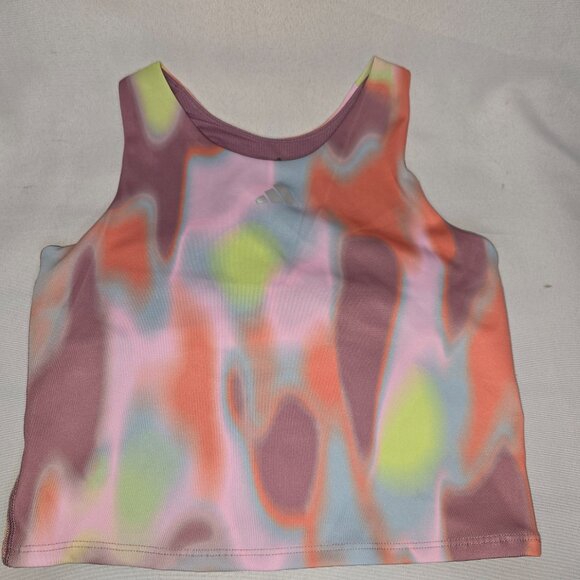 Adidas Girls' Allover Print Tank Bra Wonder Orchid, various sizes, NWT - Picture 2 of 8